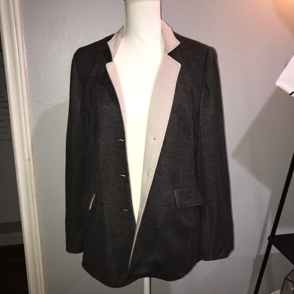 Coldwater Creek Charcoal Grey Blazer Sz M - image 2
